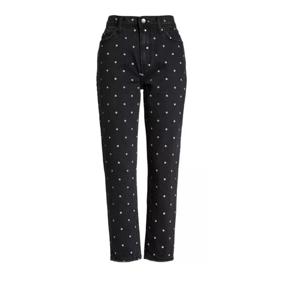 Current/Elliott Vintage Cropped Slim Jean Black Polka Dot Size 26 - Picture 1 of 9
